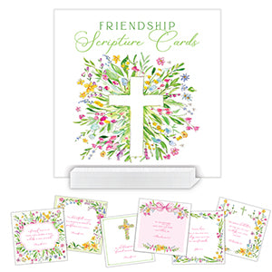 Friendship Spring Flowers Scripture Cards 4X4 Flat Card With Acrylic Block Stand
