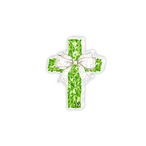 Handpainted Wedding Boxwood With White Bow Cross Small Acrylic Art