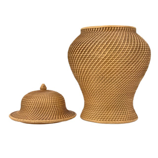 16" Faux Wicker Polyresin Ginger Jar