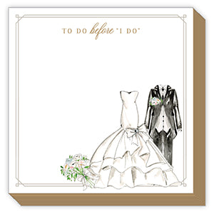 Handpainted To Do Before "I Do" Wedding Dress And Tux With Bouquet Luxe Notepad