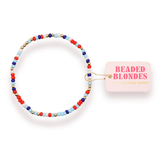 Red, White and Blue Luster Sprinkle Bracelet: Standard 6.75 inch