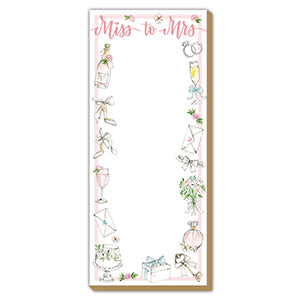 Handpainted Miss To Mrs Wedding Light Pink Icons Border Luxe Skinny Pad