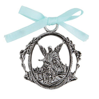 Boy Cross with Gaurdian Angel Crib Medal