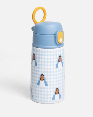 Blue Gingham Mary Water Bottle – 13.5oz Stainless Steel