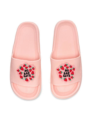 Quick Dry Pool Slide Sandals - "No Bad Days" - Pink: Small