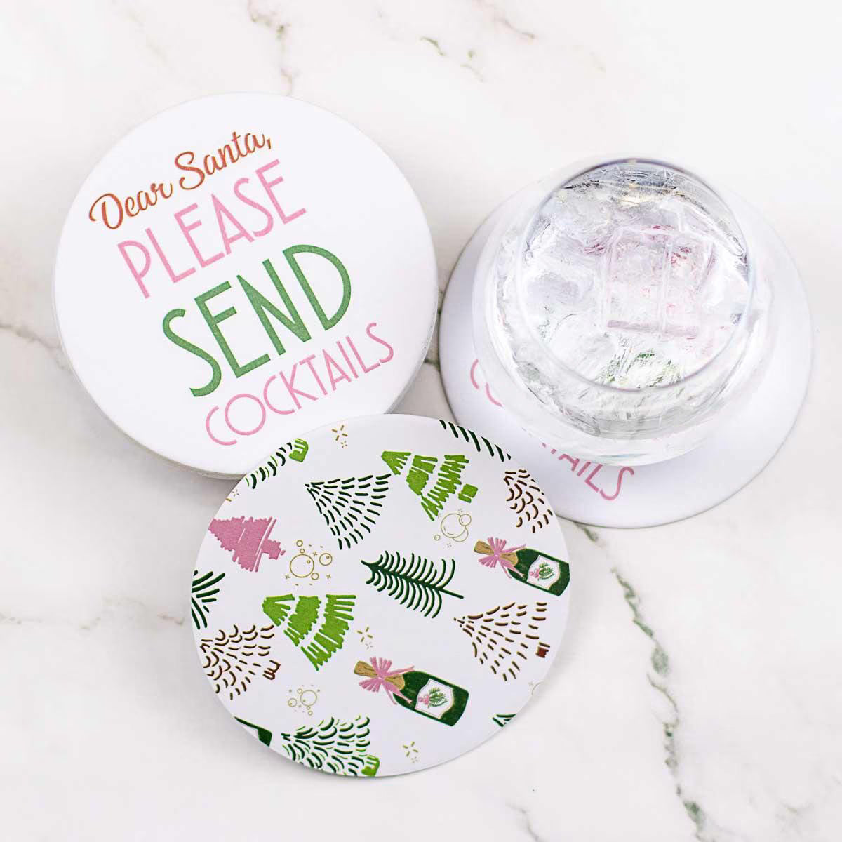 Send Cocktails Reversible Paper Coasters