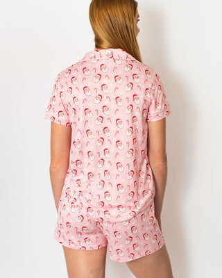 Candy Cane Cutie Short Sleeve Button Up Sleep Shirt
