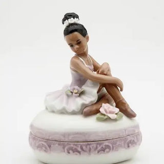 Porcelain Purple Trinket Box Ballerina