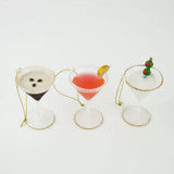 Martini 3pc Glass Ornament Set (Gift Boxed)