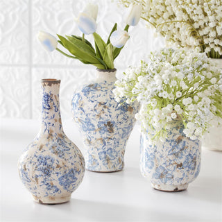 Blue & White Ceramic Bud Vases
