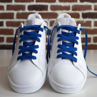 Flat blue shoelaces
