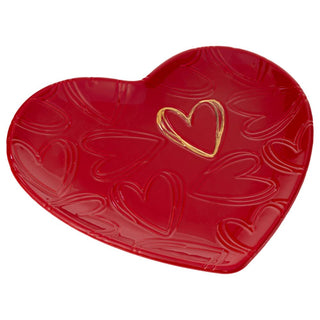 10" Embossed Red Heart Ceramic Plate