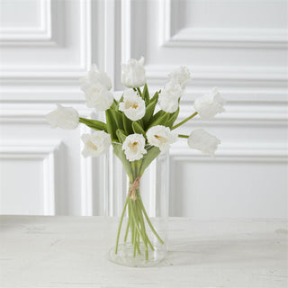 13 Inch White Real Touch Parrot Tulip Bundle