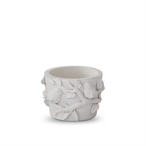 Small White Resin Round Bird Container