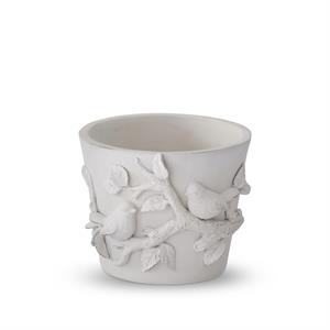 Large White Resin Round Bird Container