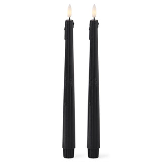 Set of 2 11.5 Inch Black LED Drip Candles w/Timer
