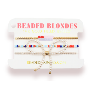 Red, White and Blue Luster Sprinkle Bracelet: Standard 6.75 inch