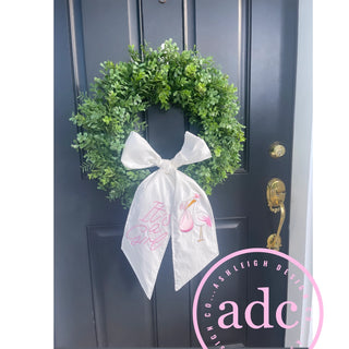 It's A Girl Embroidered Wreath Sash