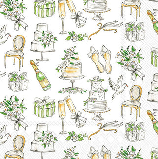 Paper Lunch Napkin Pack of 20 Wedding Cakes
