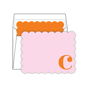 Scallop Monogram Note Cards