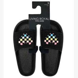 Quick Dry Pool Slide Sandals - "No Bad Days" - Pink: Small