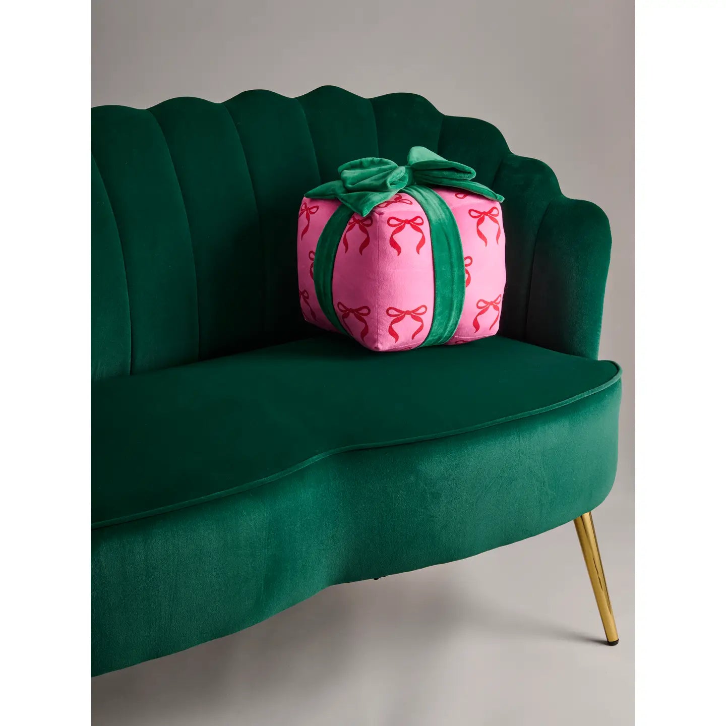 20" Square Pillow with Gifts, Embroidery, Piping & Velvet Back - Thumbnail 3