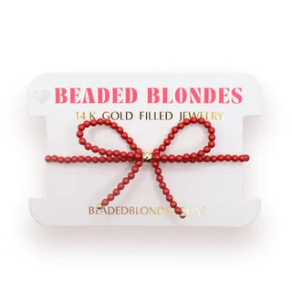 Red Pearl Beaded Bow Bracelet