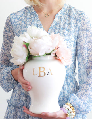 Classic Monogram Ginger Jars in 17 Colors | Wholesale: White / Large