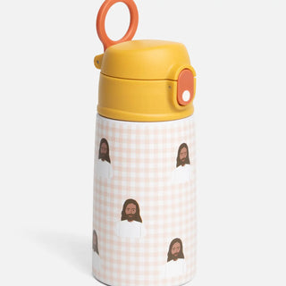 Pink Gingham Jesus Water Bottle – 13.5oz Stainless Steel