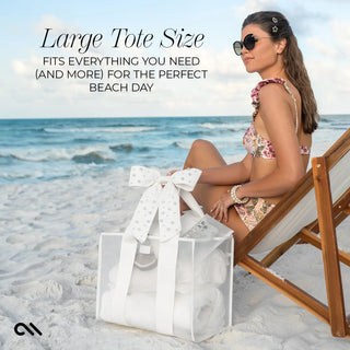Bow Ivory Pearl Beach Tote with Phone Pouch