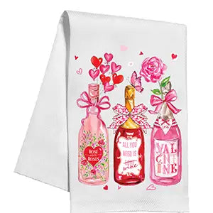 Valentine Bottles Kitchen Towel