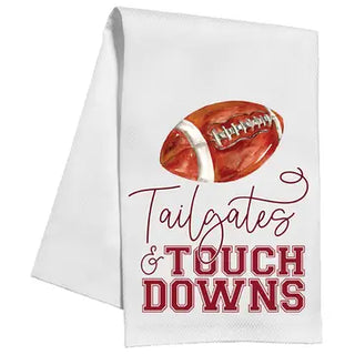 Tailgates & Touchdowns Football Maroon Kitchen Towel