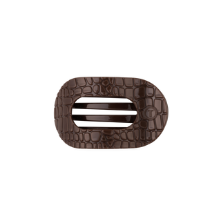 Brown Crocodile Small Flat Round Hair Clip