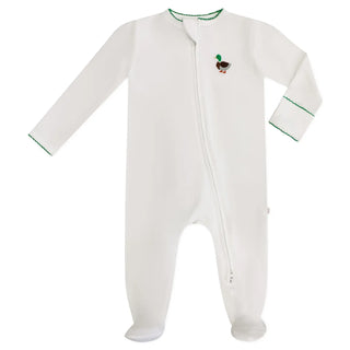 Pip Embroidered Zip Romper -Mallard