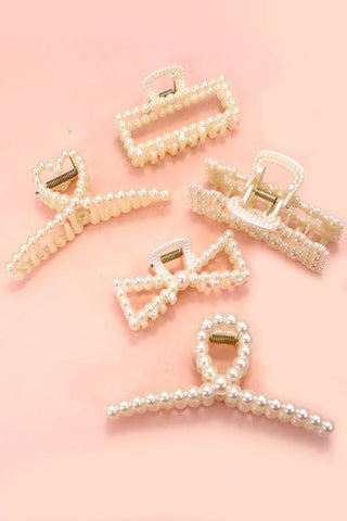 PEARL HAIR CLAW CLIPS | 40H736: BOW