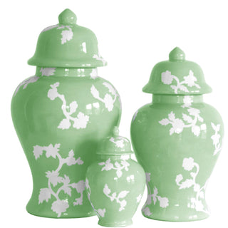 Chinoiserie Dreams Ginger Jars in Cabbage Patch Green: Large