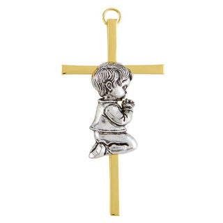 Boy Cross with Gaurdian Angel Crib Medal