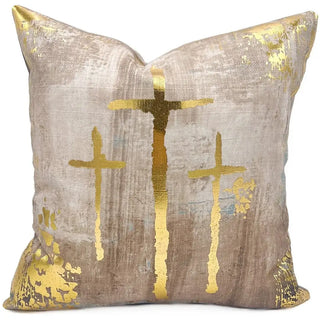 Neutral Golden Crosses Pillow