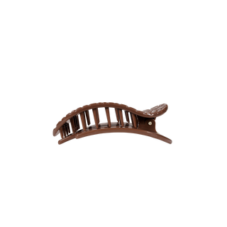 Brown Crocodile Small Flat Round Hair Clip