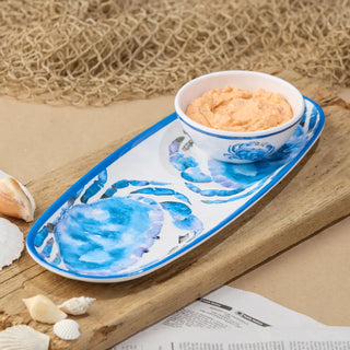Beach House Crab Oval Tray with Dip Bowl