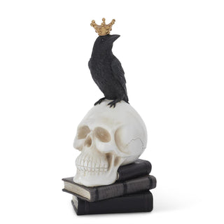 14.75 Inch Resin Crowned Crow on Skull