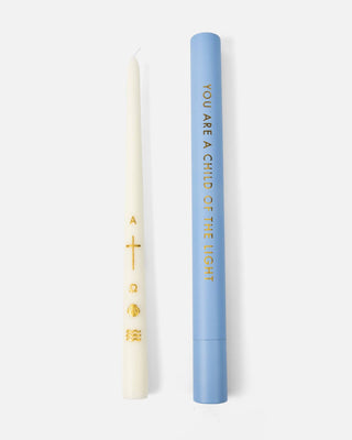 Gold Alpha & Omega Baptism Candle