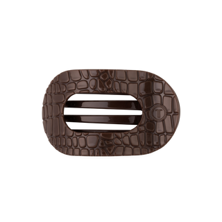 Brown Crocodile Medium Flat Round Hair Clip