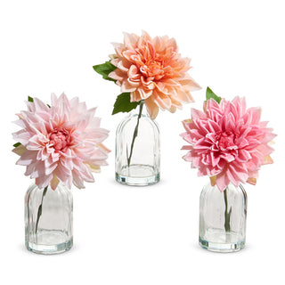 10" REAL TOUCH DAHLIA STEM IN GLASS VASE