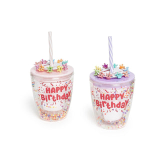Birthday Queen Gift Set Incudes Confetti Double Walled Tumbler with Lid and Straw and 10 Crown Hair Clips on Gift Card