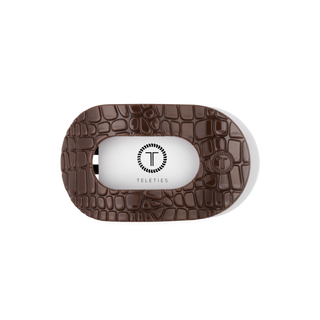 Brown Crocodile Medium Flat Round Hair Clip
