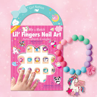 Unicorn Bracelet + Nail Sticker Gift Set
