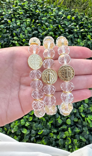 Beaded Bracelet - Clear St. Benedict