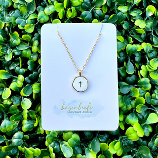 White Cross Medallion Necklace