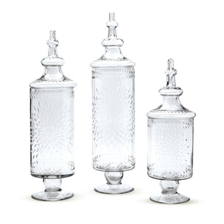Hand-Etched Footed  Jars with Lid